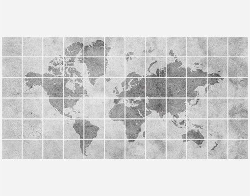 Kakel klistermärken sten utseende Vintage World Map II