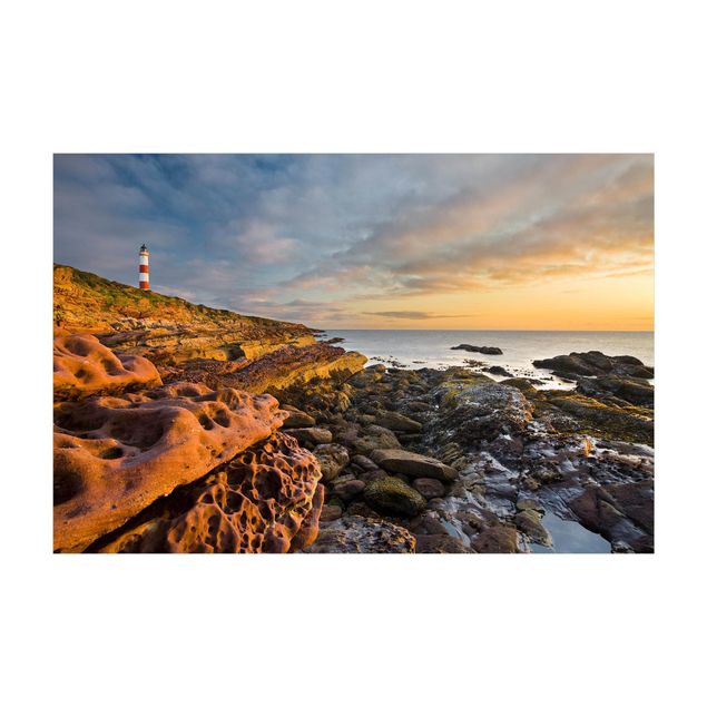 Mattor gräddvit Tarbat Ness Lighthouse And Sunset At The Ocean