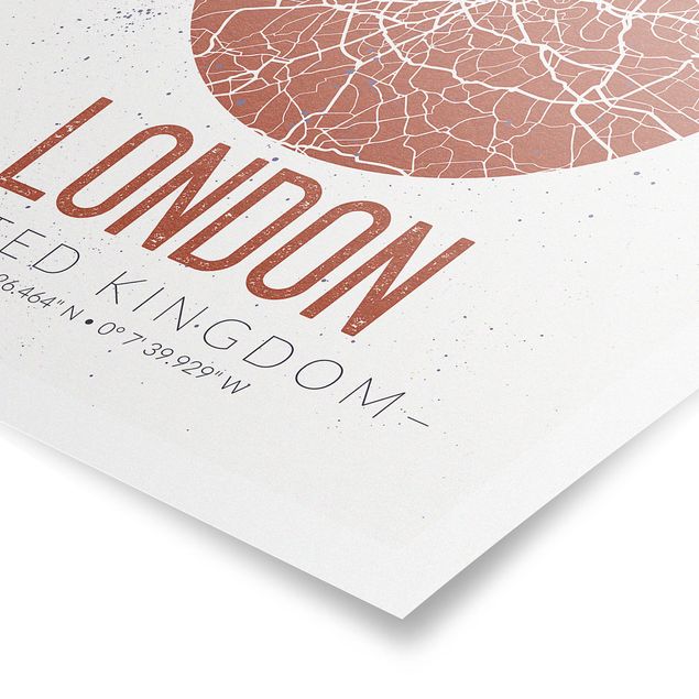 Posters världskartor City Map London - Retro