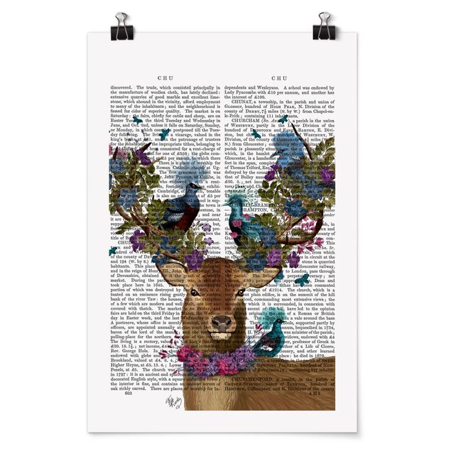 Posters ordspråk Fowler - Deer With Pigeons