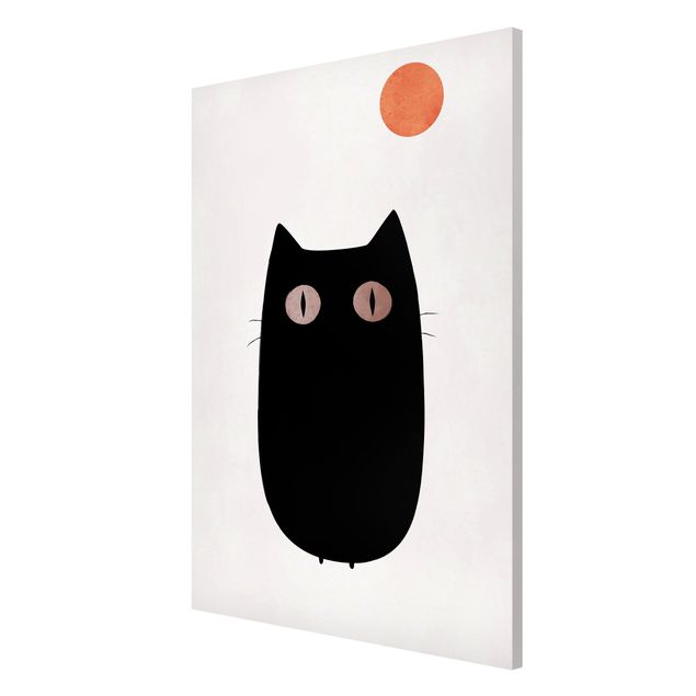 Magnettavla djur Black Cat Illustration