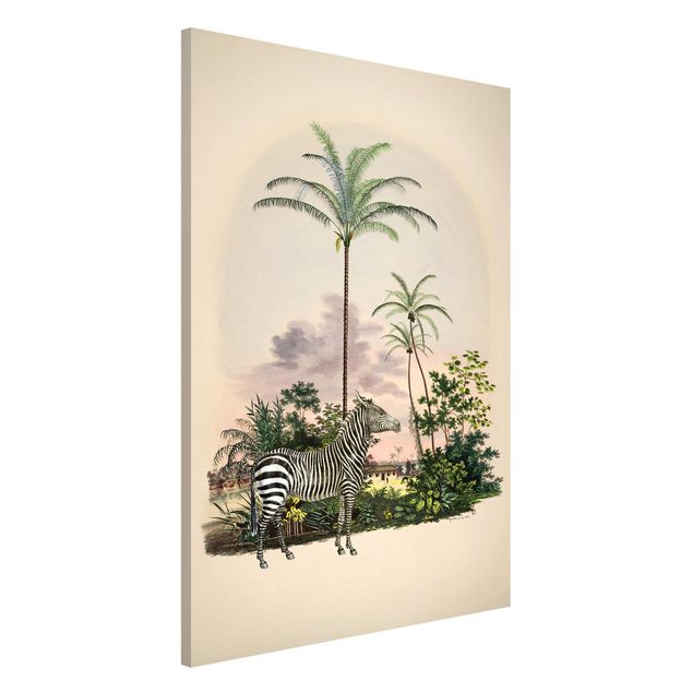Kök dekoration Zebra Front Of Palm Trees Illustration