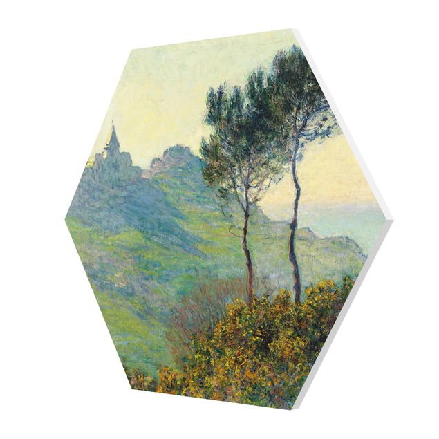 Tavlor konstutskrifter Claude Monet - The Church Of Varengeville At Evening Sun