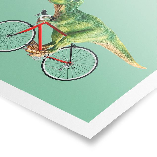 Posters djur Dinosaur With Bicycle