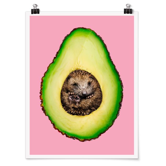 Posters djur Avocado With Hedgehog
