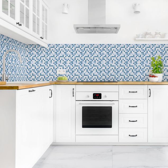 Stänkskydd kök kakeloptik Mosaic Tiles Blue Gray