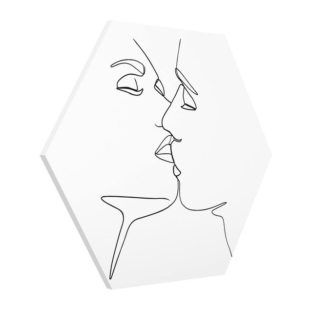 Tavlor konstutskrifter Line Art Kiss Faces Black And White