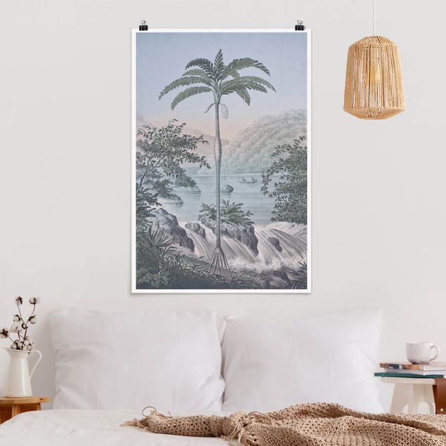 Kök dekoration Vintage Illustration - Landscape With Palm Tree