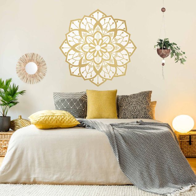Kök dekoration Mandala Flower Pattern Gold White