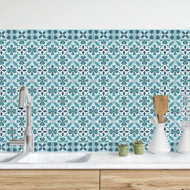 Kök dekoration Geometrical Tile Mix Blossom Turquoise