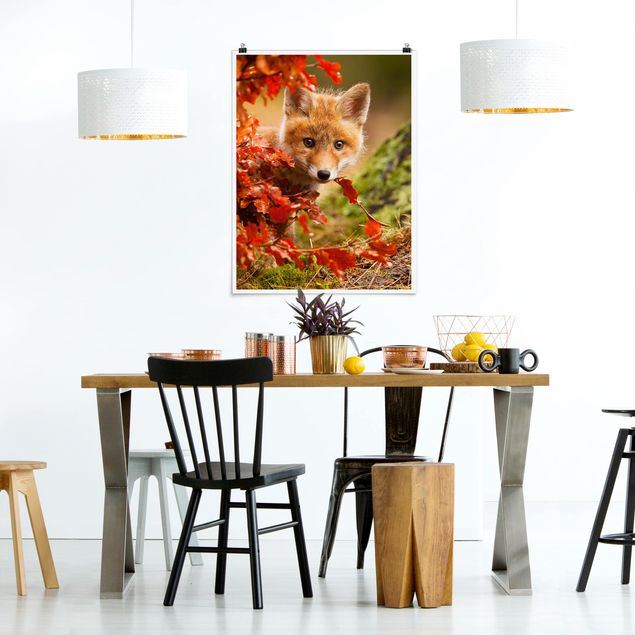 Tavlor landskap Fox In Autumn