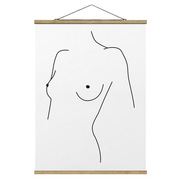 Tavlor konstutskrifter Line Art Nude Bust Woman Black And White