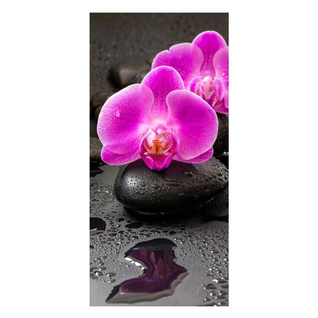 Kök dekoration Pink Orchid Flower On Stones With Drops