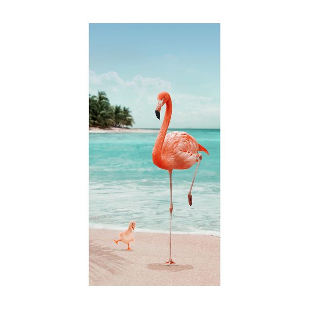djungelmatta Beach With Flamingo