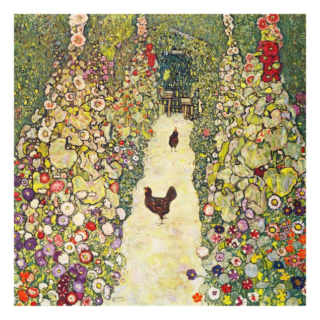 Konststilar Gustav Klimt - Garden Way With Chickens