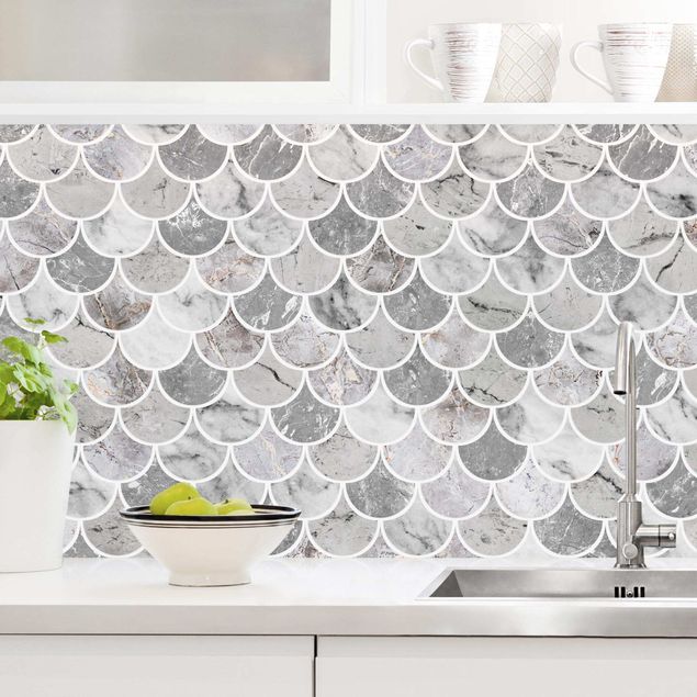 Kök dekoration Fish Scake Tiles Marble - Grey
