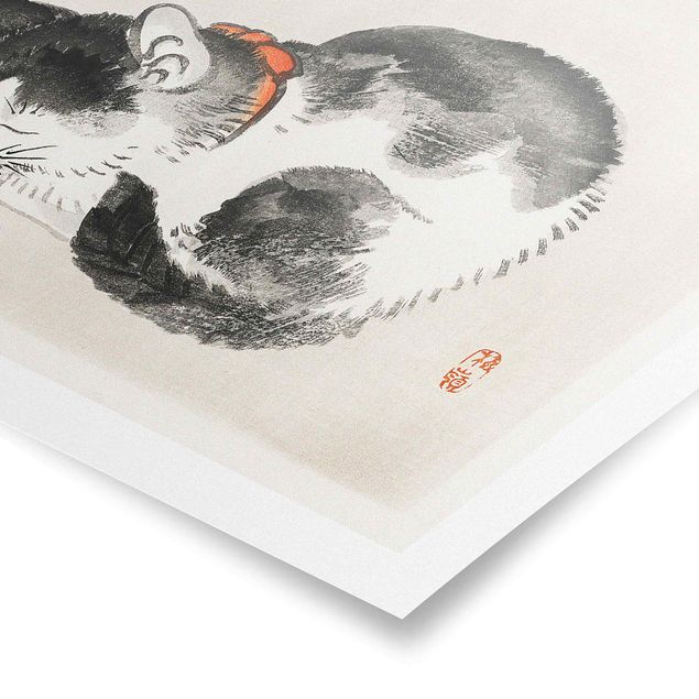 Posters djur Asian Vintage Drawing Sleeping Cat