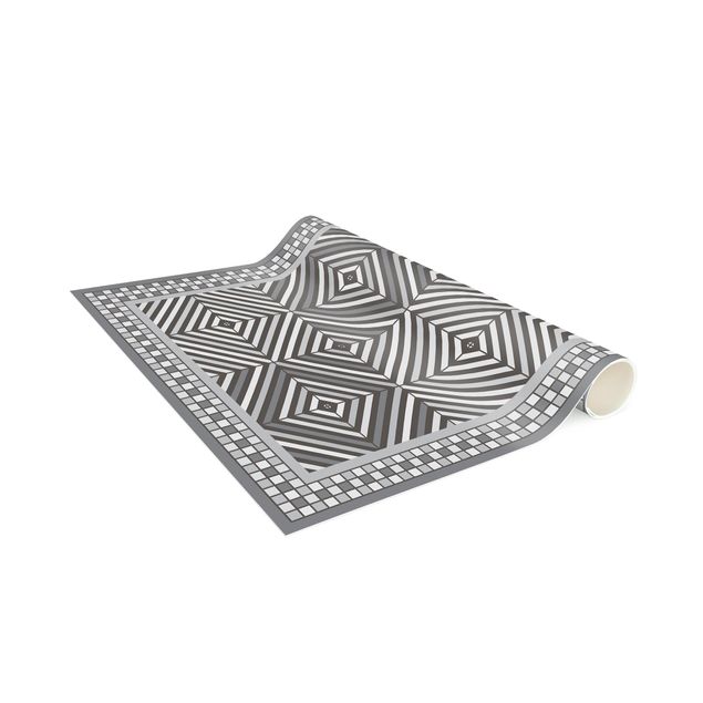 mattor kakeloptik Geometrical Tiles Vortex Grey With Narrow Mosaic Frame
