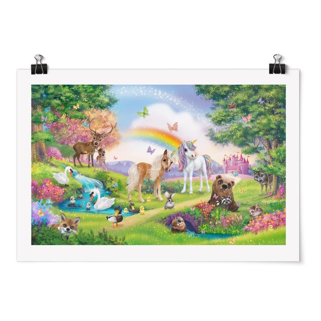Posters djur Animal Club International - Magical Forest With Unicorn