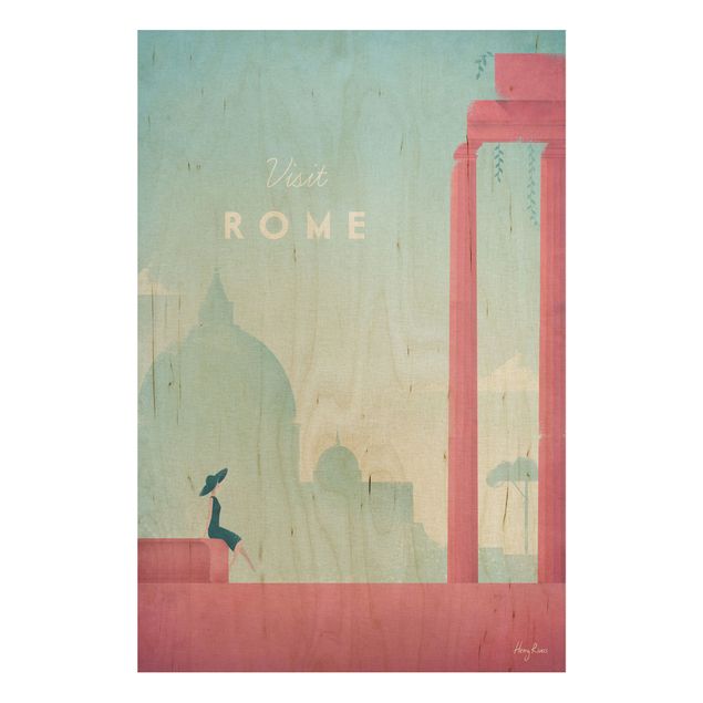 Trätavlor vintage Travel Poster - Rome