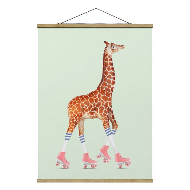 Tavlor konstutskrifter Giraffe With Roller Skates
