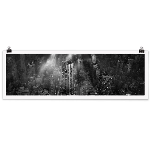 Posters svart och vitt Sunlight Over New York City