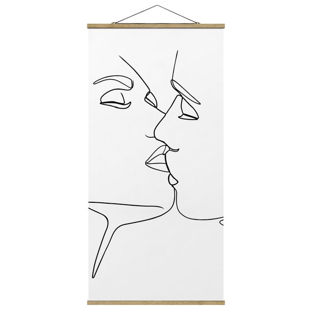Tavlor konstutskrifter Line Art Kiss Faces Black And White