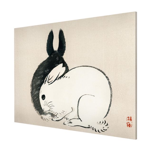 Tavlor retro Asian Vintage Drawing Two Bunnies