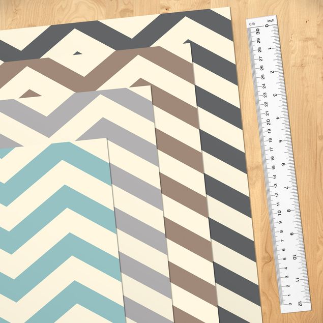 Självhäftande folier Modern Zigzag Stripe Pattern In 4 Homely Colours