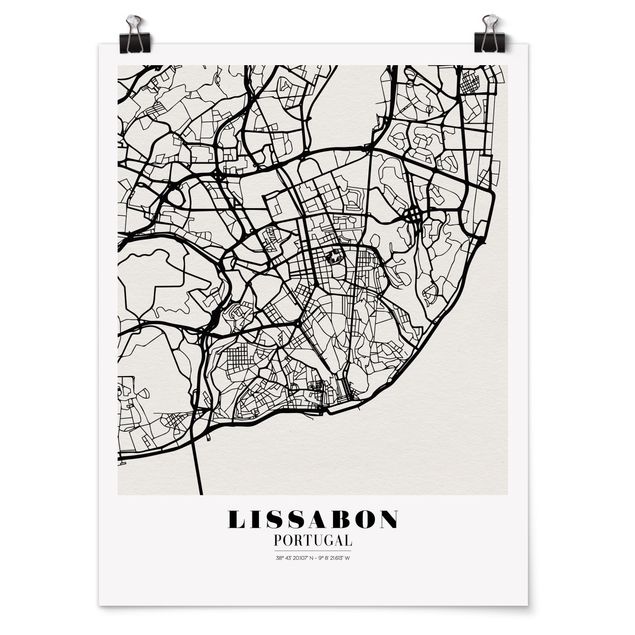 Posters ordspråk Lisbon City Map - Classic