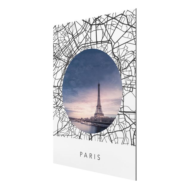 Tavlor arkitektur och skyline Map Collage Paris