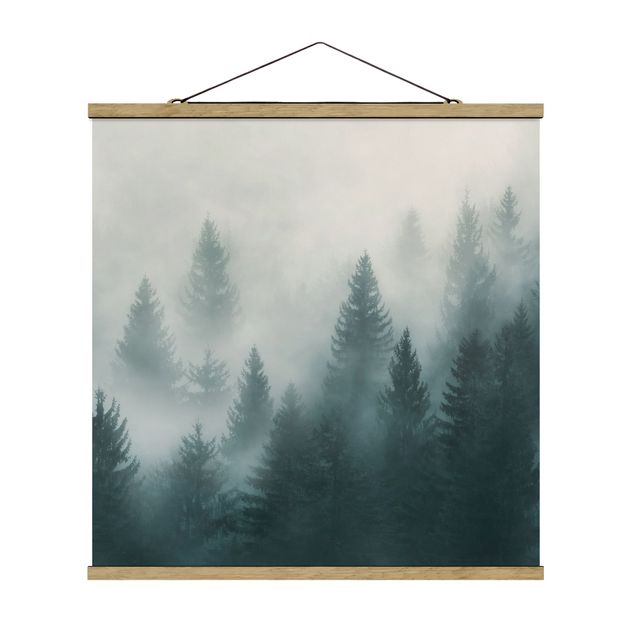 Tavlor natur Coniferous Forest In Fog