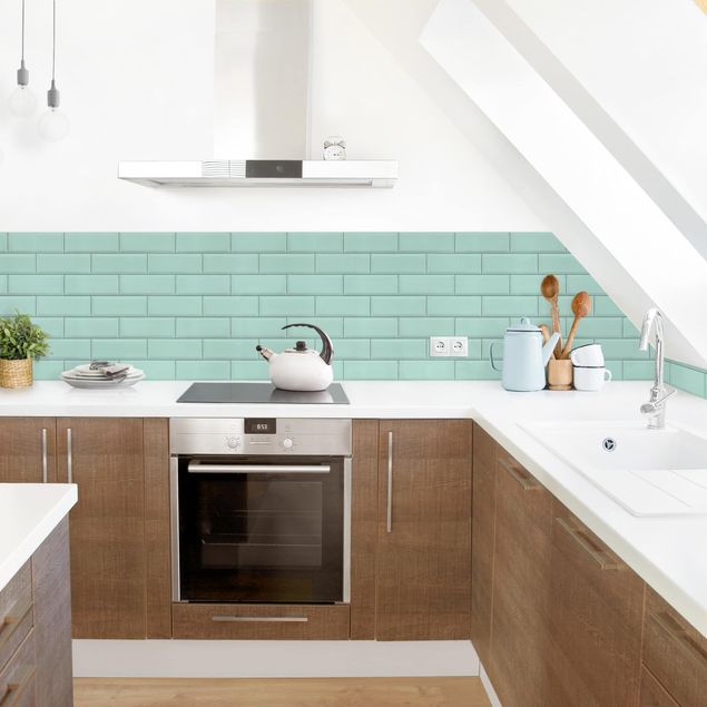 Stänkskydd kök sten utseende Ceramic Tiles Turquoise