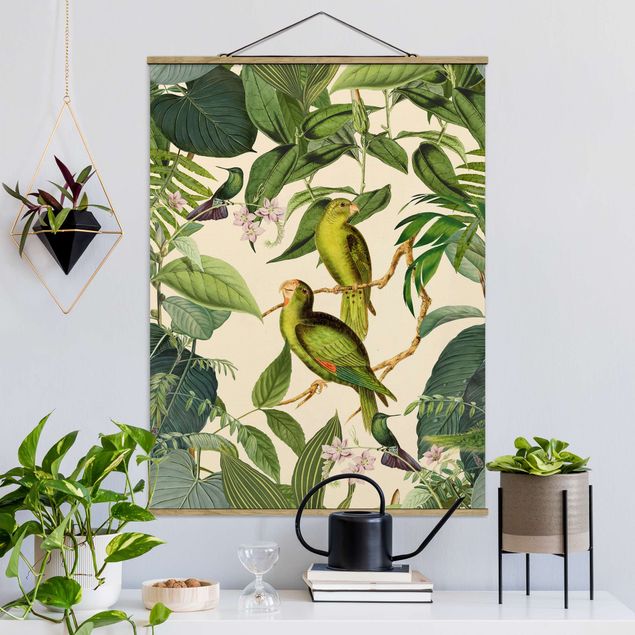 Kök dekoration Vintage Collage - Parrots In The Jungle