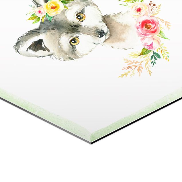 Hexagonala tavlor Watercolour Forest Animals With Flowers Set II