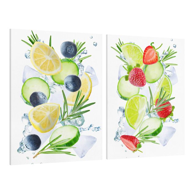Canvastavlor Berries And Citrus Ice Spash