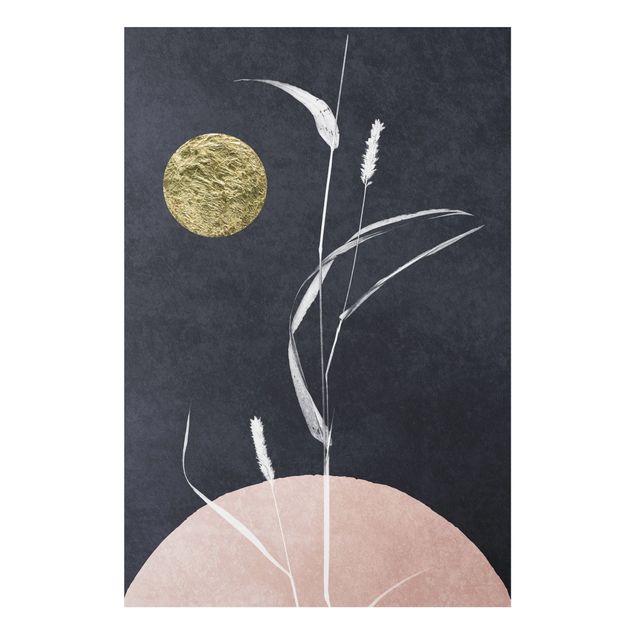 Tavlor blommor Golden Moon With Reed