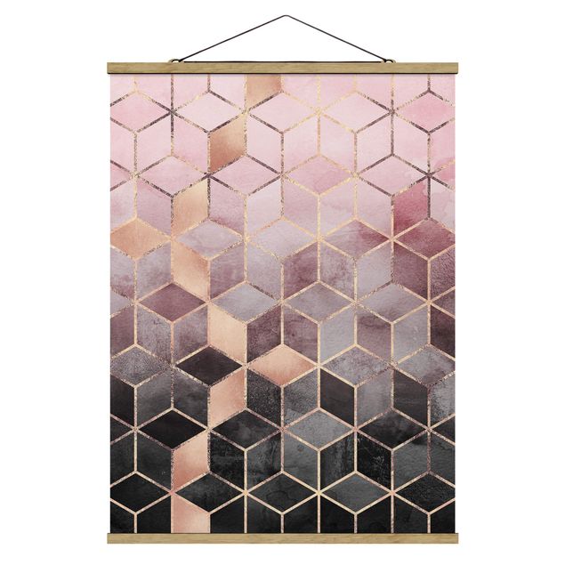 Tavlor mönster Pink Grey Golden Geometry