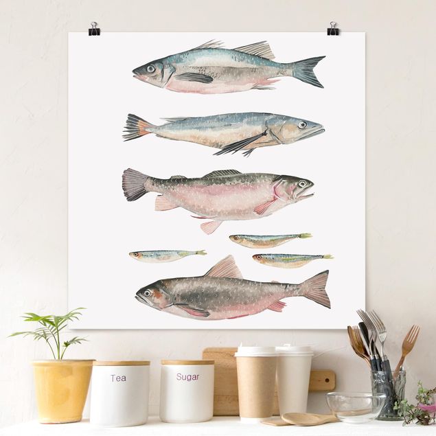 Tavlor fisk Seven Fish In Watercolour I