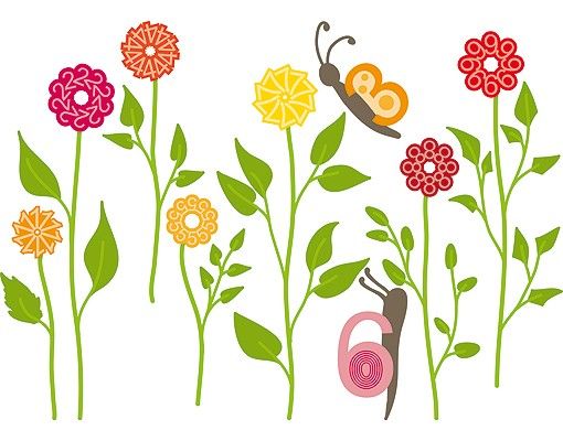 Wallstickers No.RS141 Number-Flowers