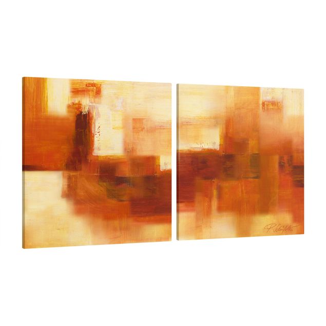 Canvastavlor abstrakt Composition In Orange And Brown