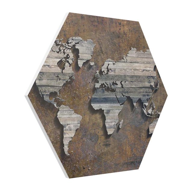 Tavlor modernt Wooden Grid World Map