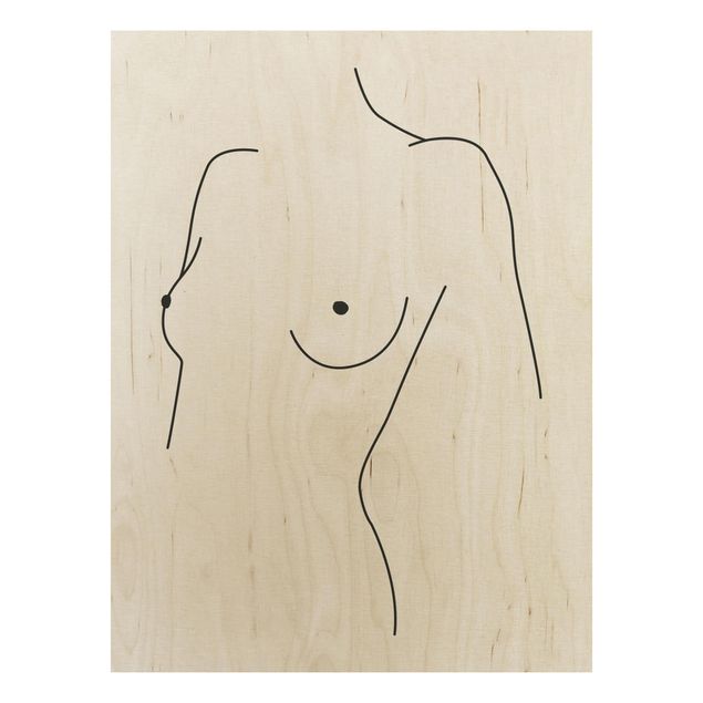 Konststilar Line Art Line Art Nude Bust Woman Black And White