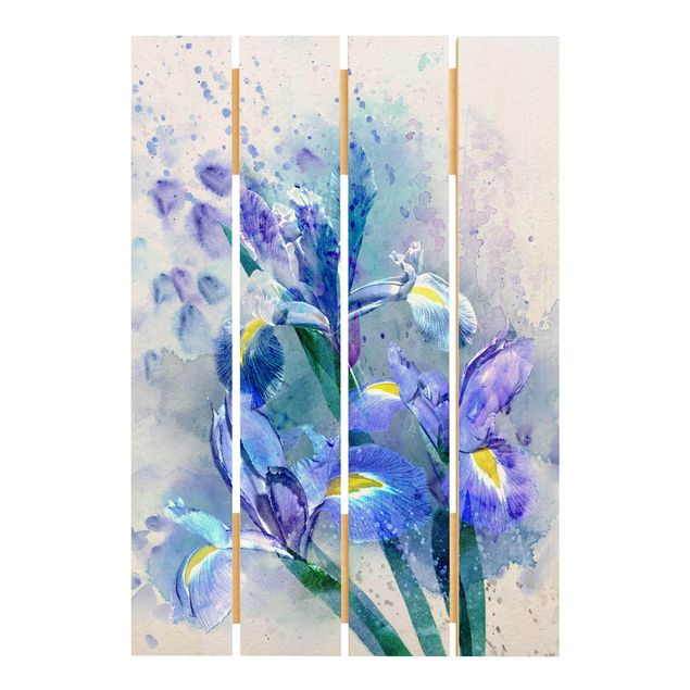 Trätavlor Watercolour Flowers Iris