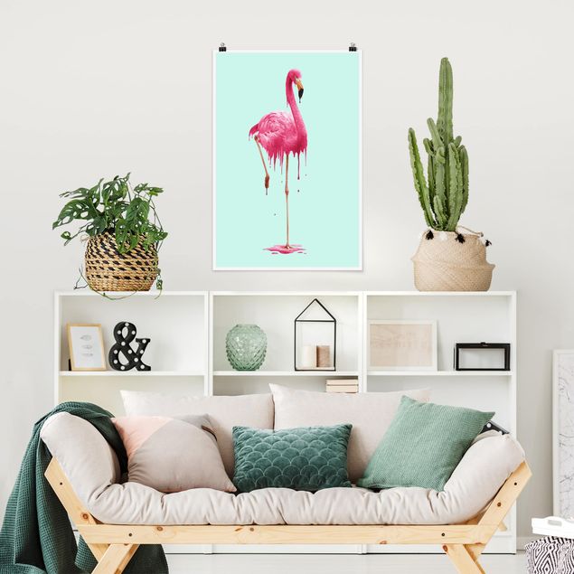 Posters konstutskrifter Melting Flamingo