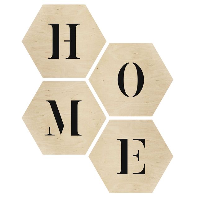 Hexagonala tavlor Letters HOME Black Set II