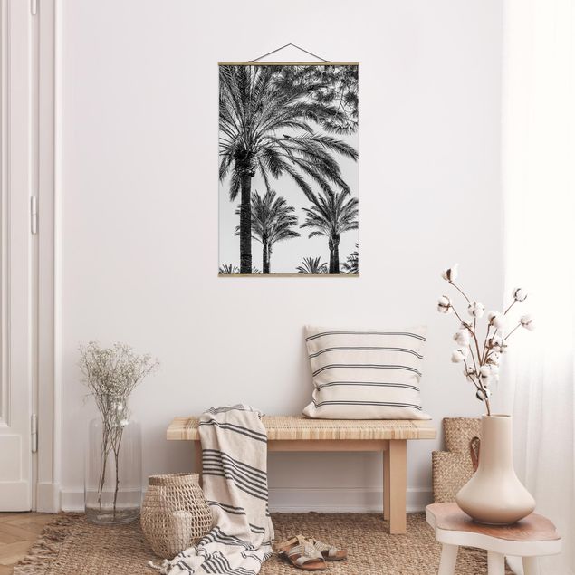Tavlor blommor Palm Trees At Sunset Black And White