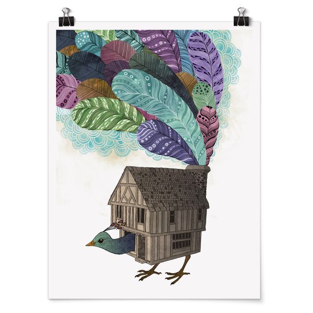 Tavlor fjädrar Illustration Birdhouse With Feathers