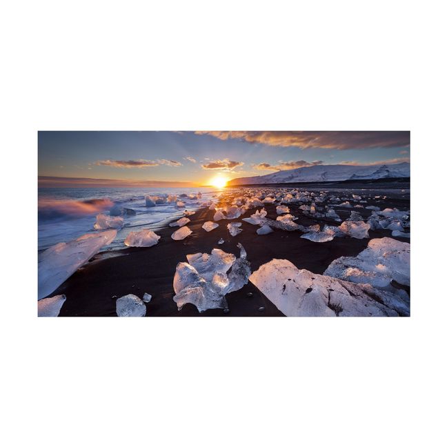 blå matta Chunks Of Ice On The Beach Iceland