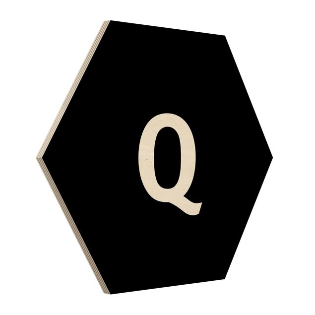 Hexagonala tavlor Letter Black Q